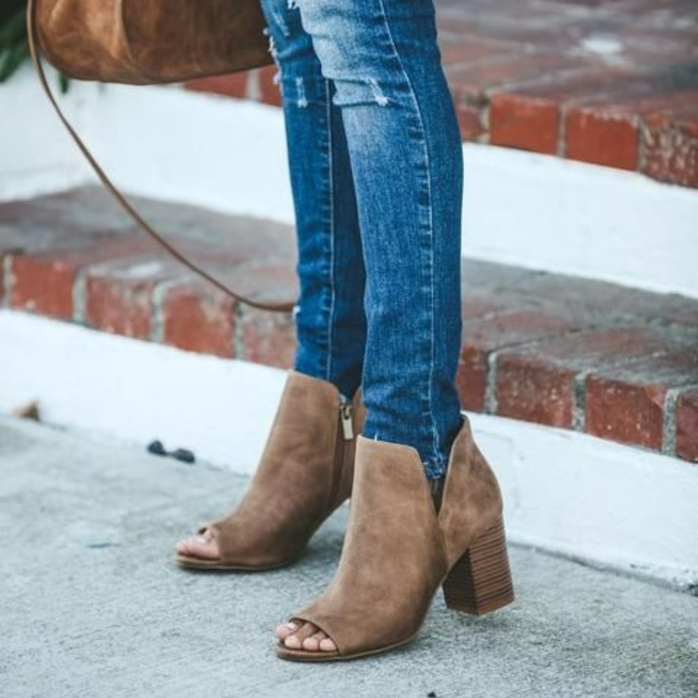 Vici Vegan Leather Peep Toe Booties